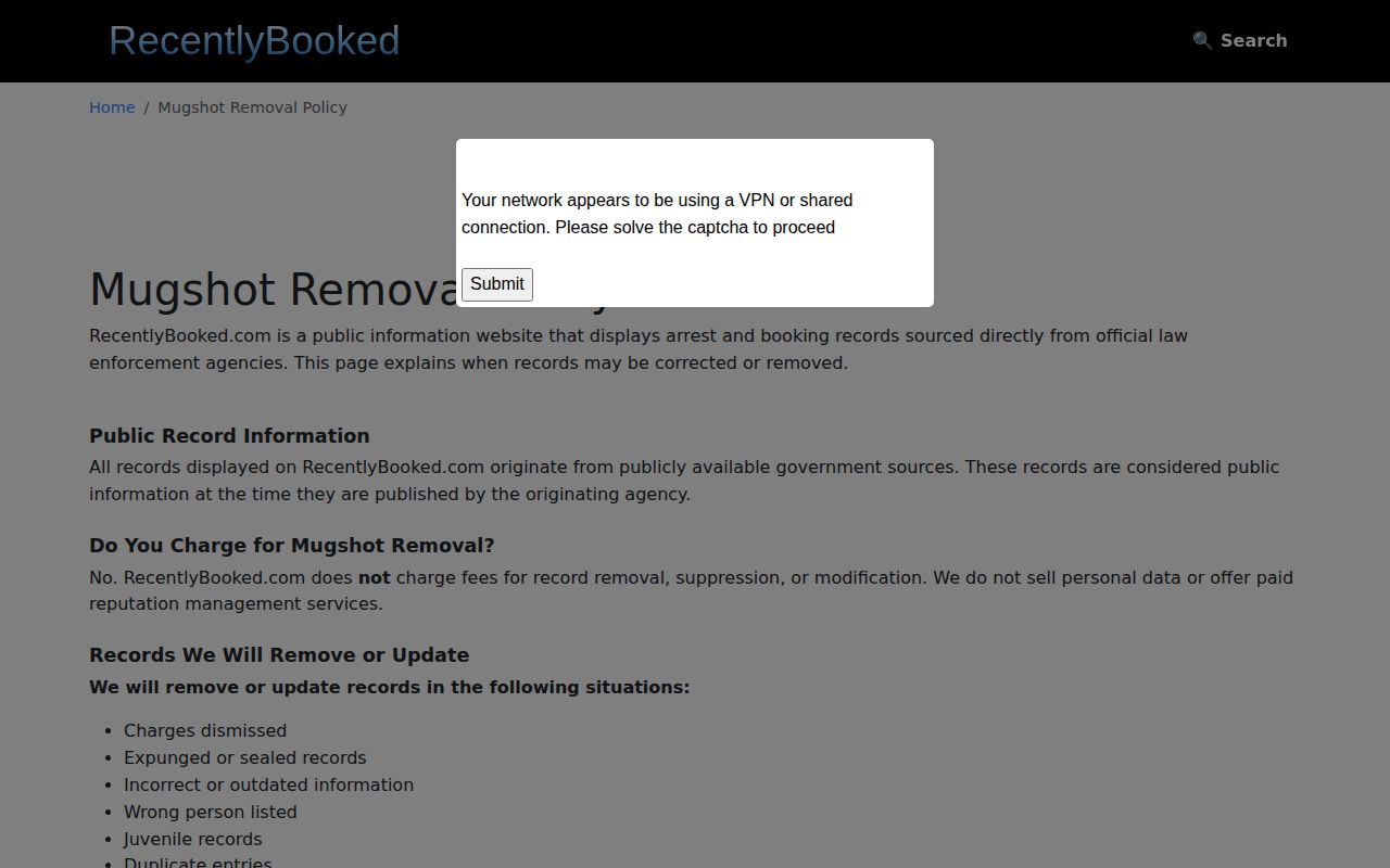 RecentlyBooked no-fee correction policy